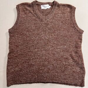 Vintage Smitty’s Sweater Vest Women’s XL – Brown Marled Knit V-Neck Pullover